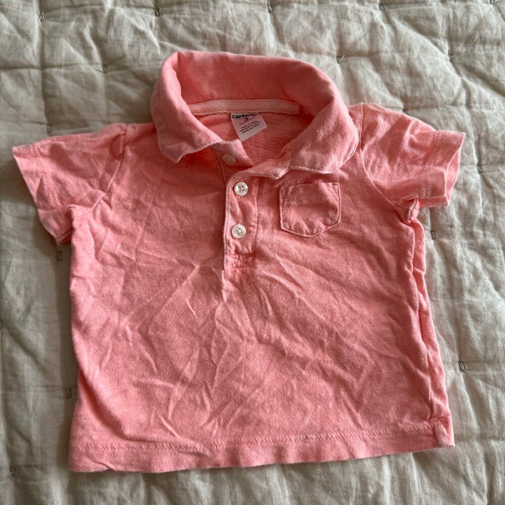 Carter’s Neon Orange Polo T Shirt Tee Top Baby Boy 3 Months